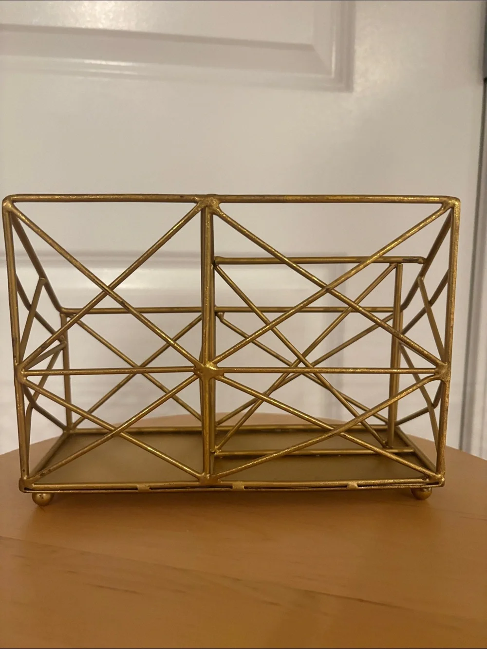 Gold Metal Desktop Organizer - Geometric Home Storage